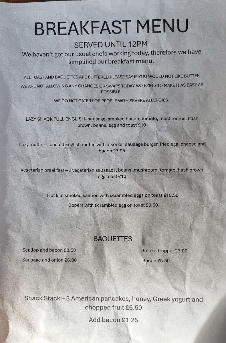 Menu The Lazy Shack-9